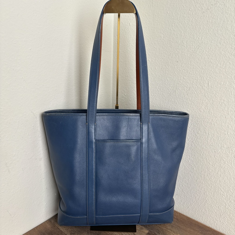 Vintage Coach Hamptons Tote Shoulder Bag Leather Blue 5188 WITH COA - Picture 2 of 16